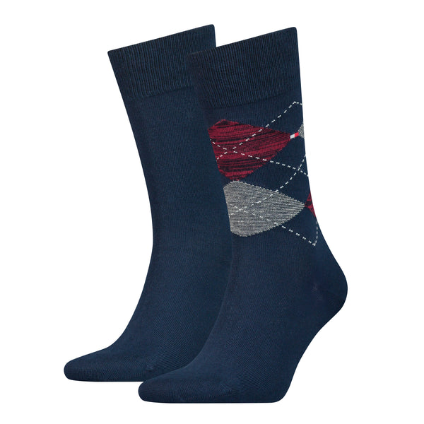 Tommy Hilfiger 2-Pack Socks with Diamond Design - Navy / Red