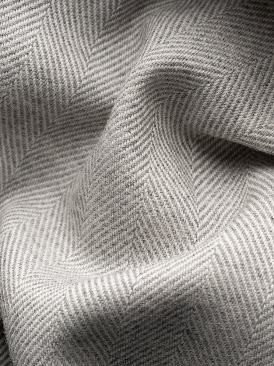 Eton Light Grey Herringbone Merino Wool Scarf – Grey