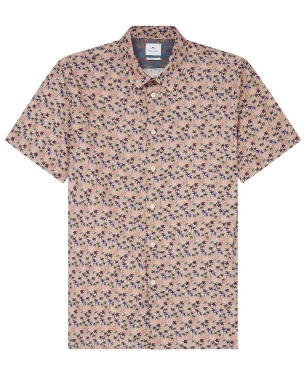 Paul Smith SS Casual Fit Printed Shirt - Pink