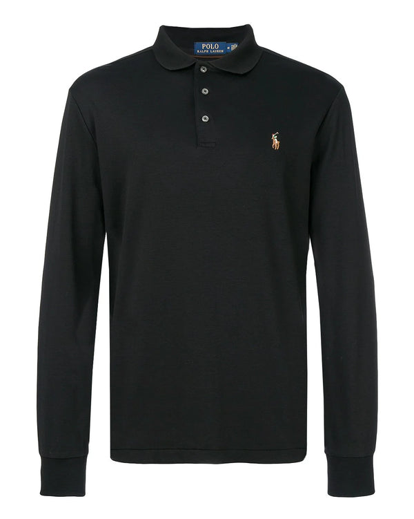 Polo Ralph Lauren Custom Slim Fit Long Sleeved Polo Shirt - Black