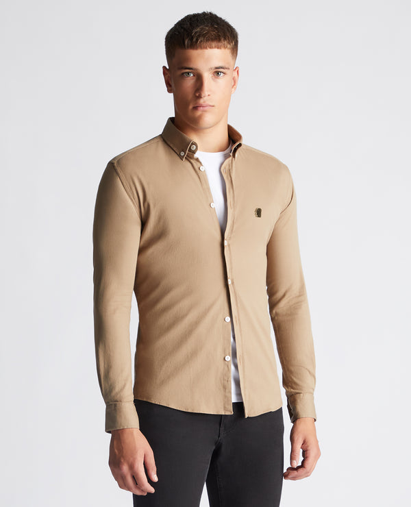Remus Uomo Rome Long Sleeved Casual Shirt - Beige