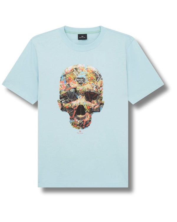 Paul Smith Men's Reg Fit Skull T-Shirt - Light Blue