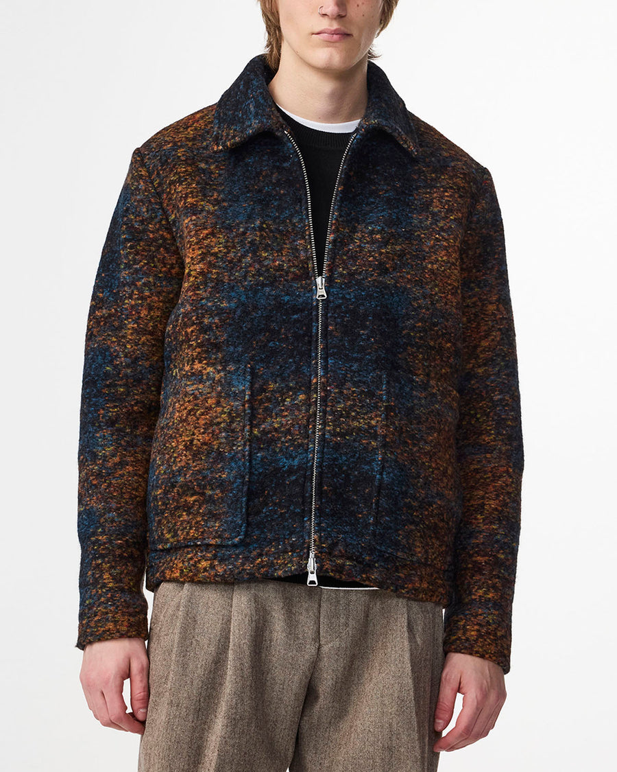 NN07 Gael Wool-Blend Check Jacket – Blue
