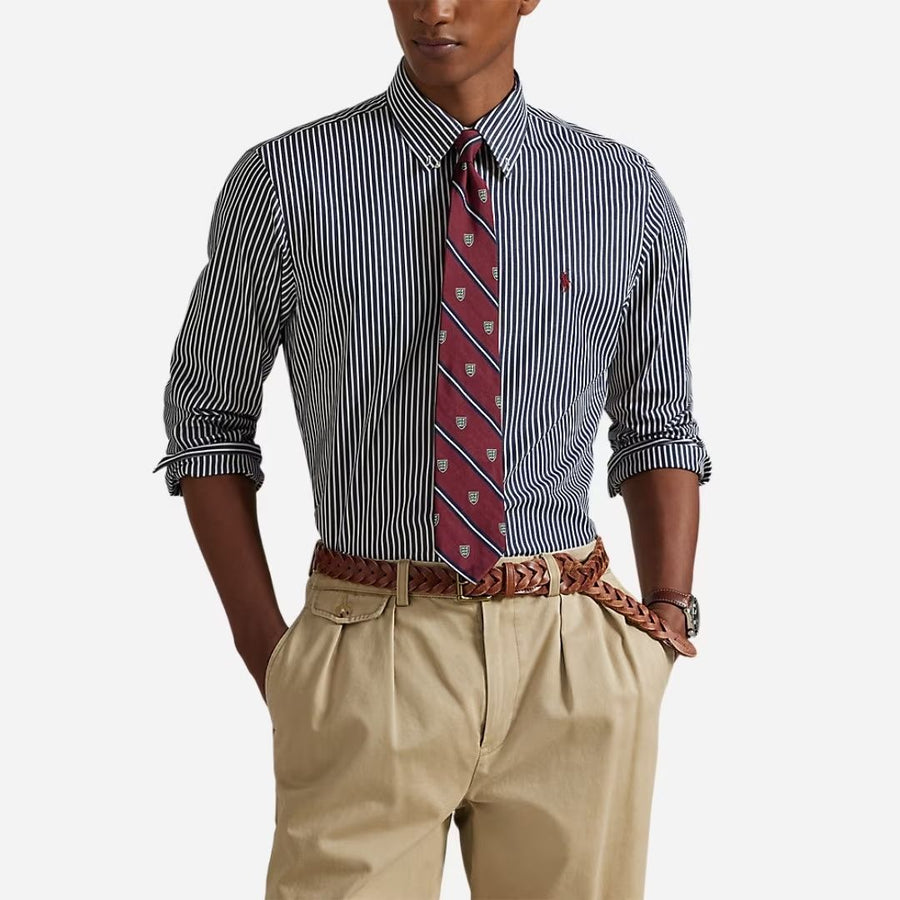 Polo Ralph Lauren Slim Fit Striped stretch Poplin Shirt - Navy