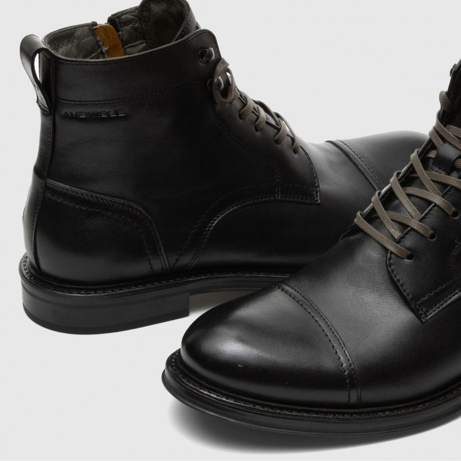 Ambitious Luke Leather Lace-Up Boots – Black