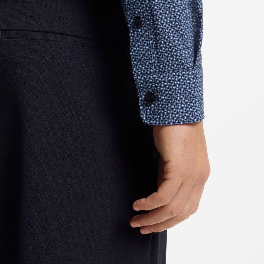 Boss Black Slim Fit Shirt in Printed Performance Stretch - Blue