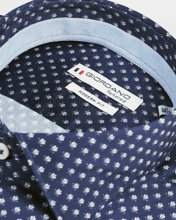 Giordano 'Maggiore' Long Sleeved Modern Fit Printed Shirt - Navy