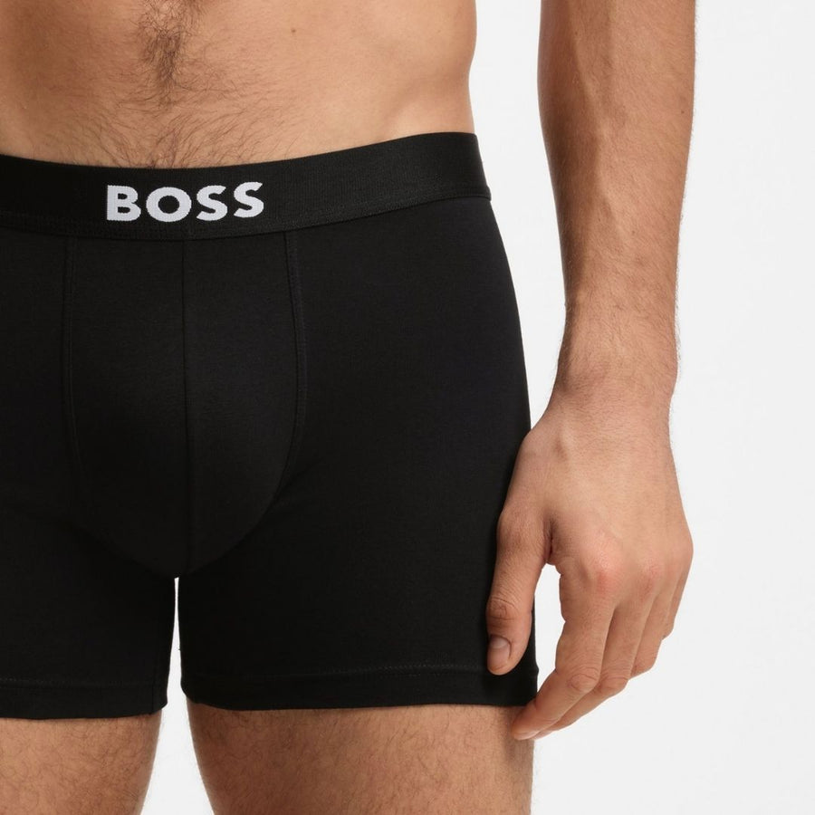 BOSS ONE 3-Pack Stretch-Cotton Boxer Briefs – Black