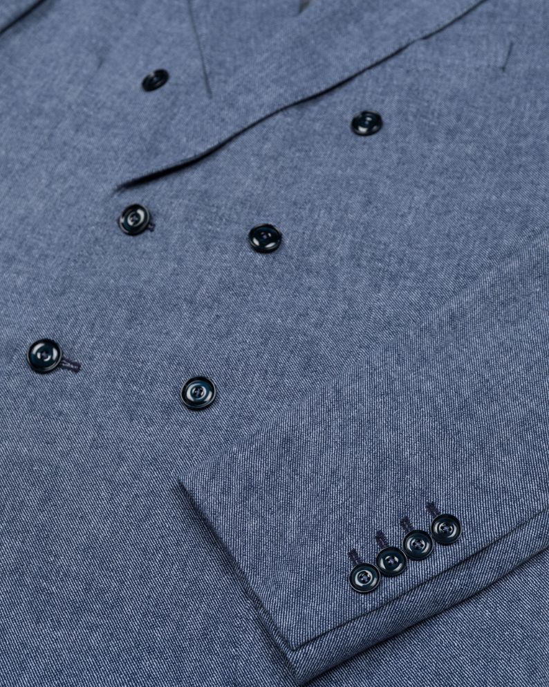 Circolo 1901 Canvas Fabric Weft Double-Breasted Blazer - Indigo