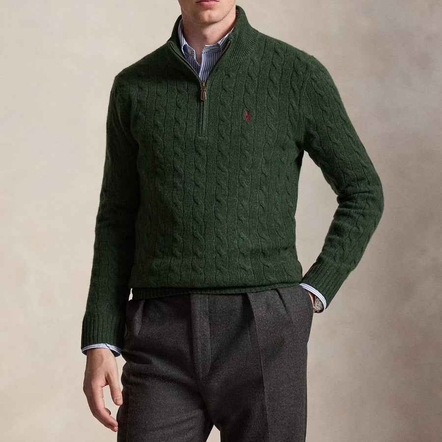 Polo Ralph Lauren Cable-Knit Quarter-Zip Jumper - Green