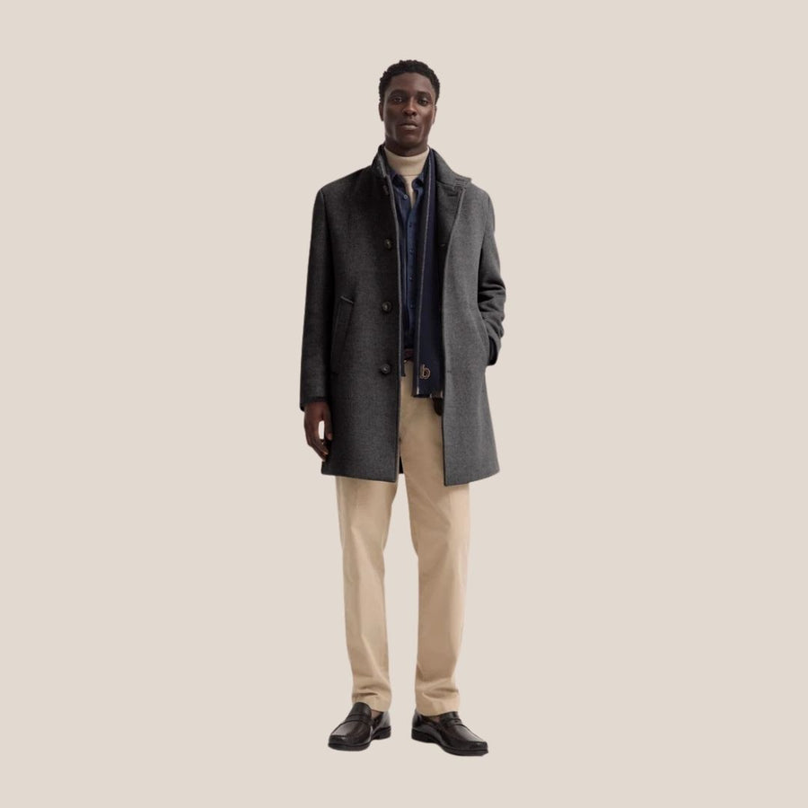 Bugatti Stand-collar coat with Flex-city comfort - Navy