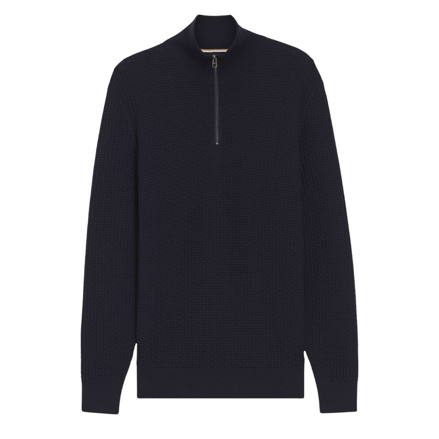 BOSS Black H-Ulicio Cotton Quarter-Zip Sweater – Blue