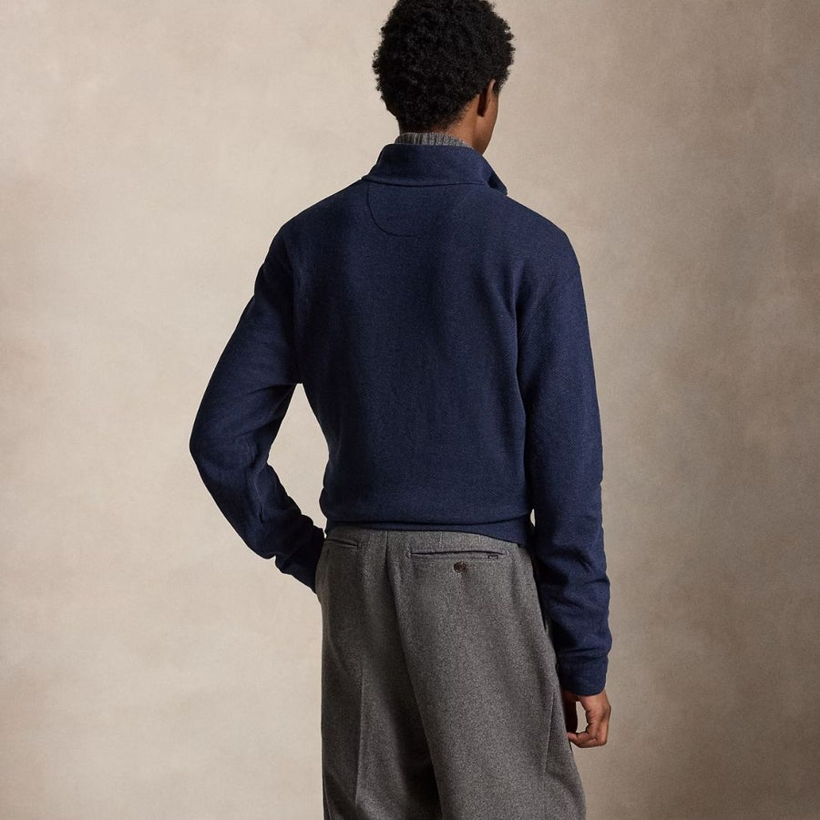 Polo Ralph Lauren Herringbone-Print Luxury Jersey Pullover - Navy