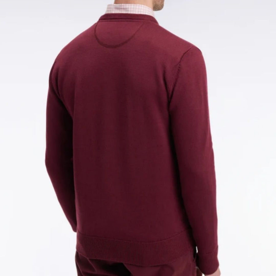 Eden Park Thick Cotton Crew Neck Jumper - Burgundy