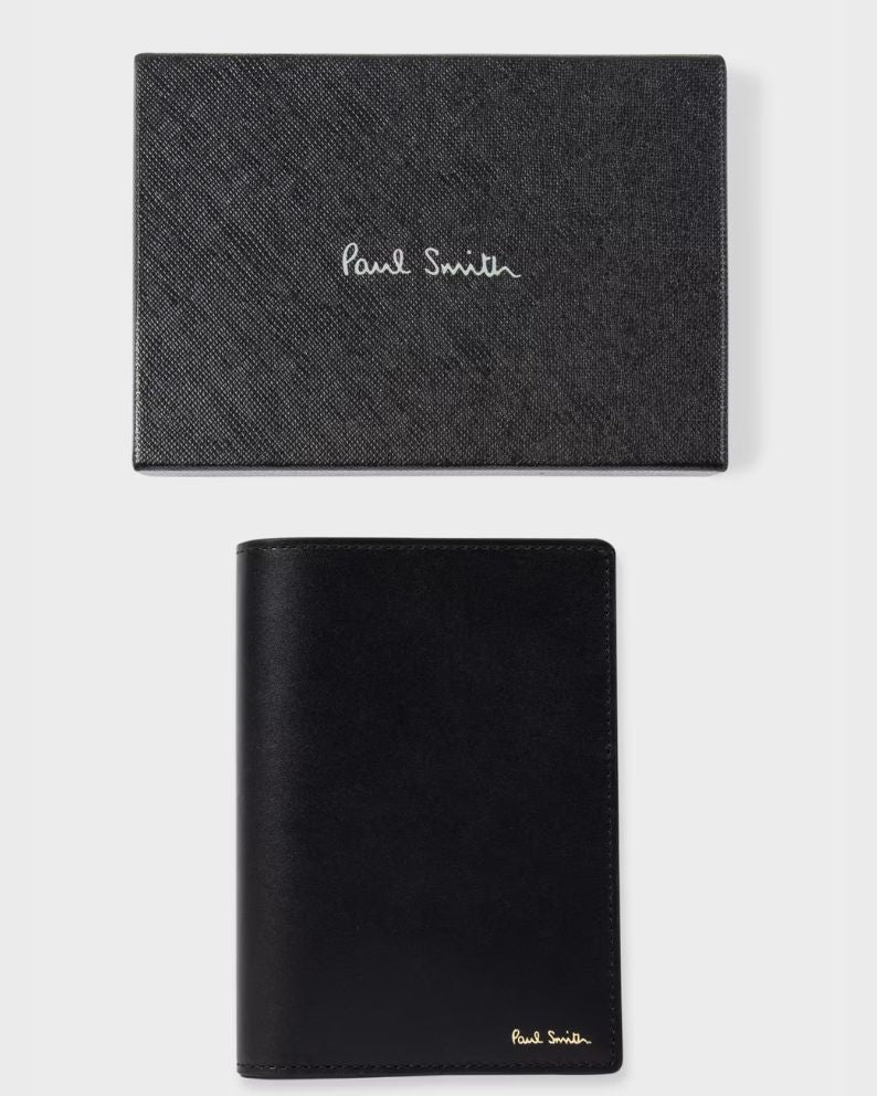 Paul Smith Signature Stripe Leather Passport Cover – Black