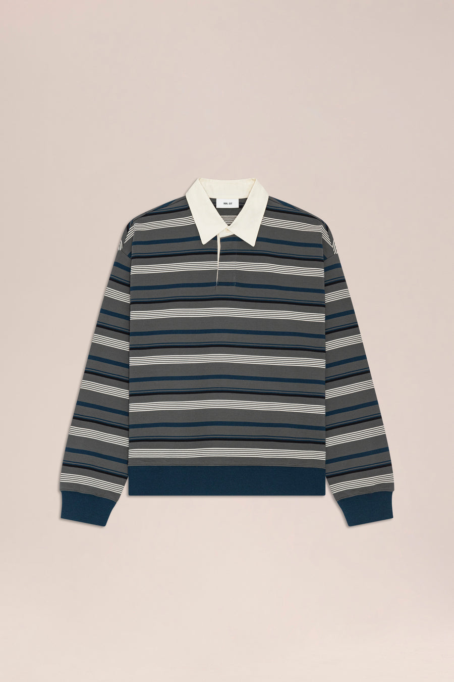 NN07 David Striped Rugby Shirt – Grey
