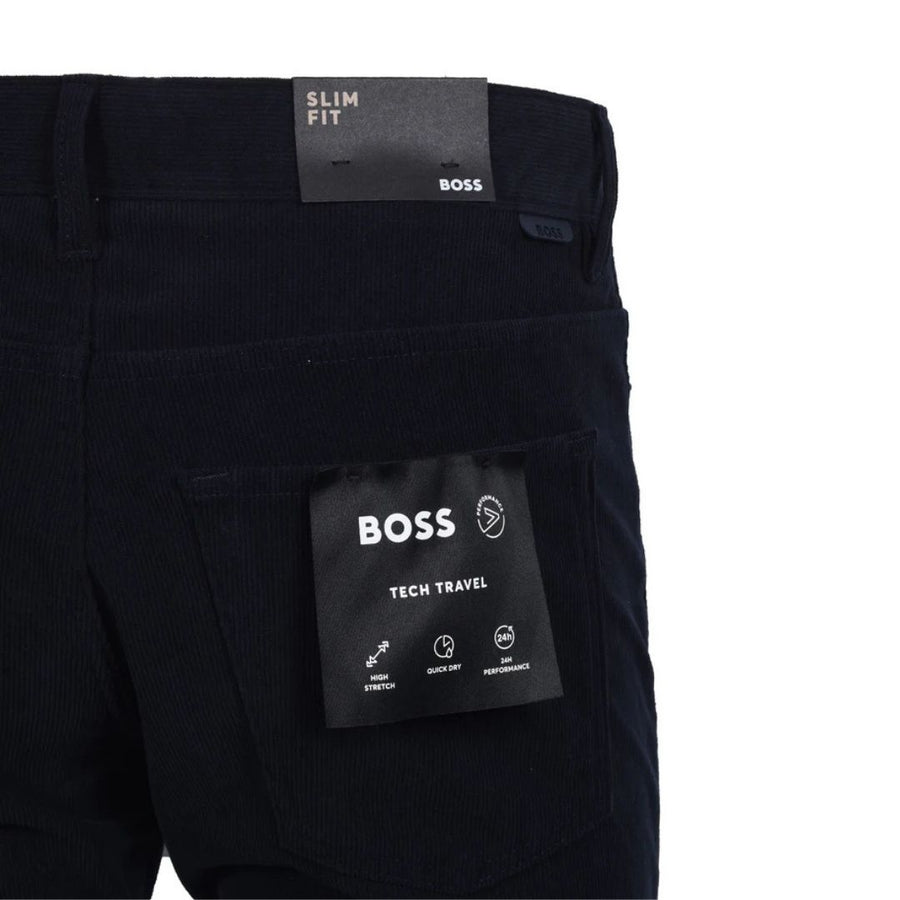 BOSS Black Delaware Tech Travel Corduroy Trousers – Dark Blue