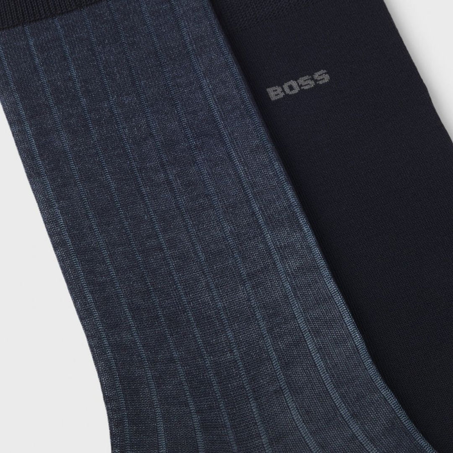 BOSS 2-Pack Mercerised Cotton Socks – Dark Blue