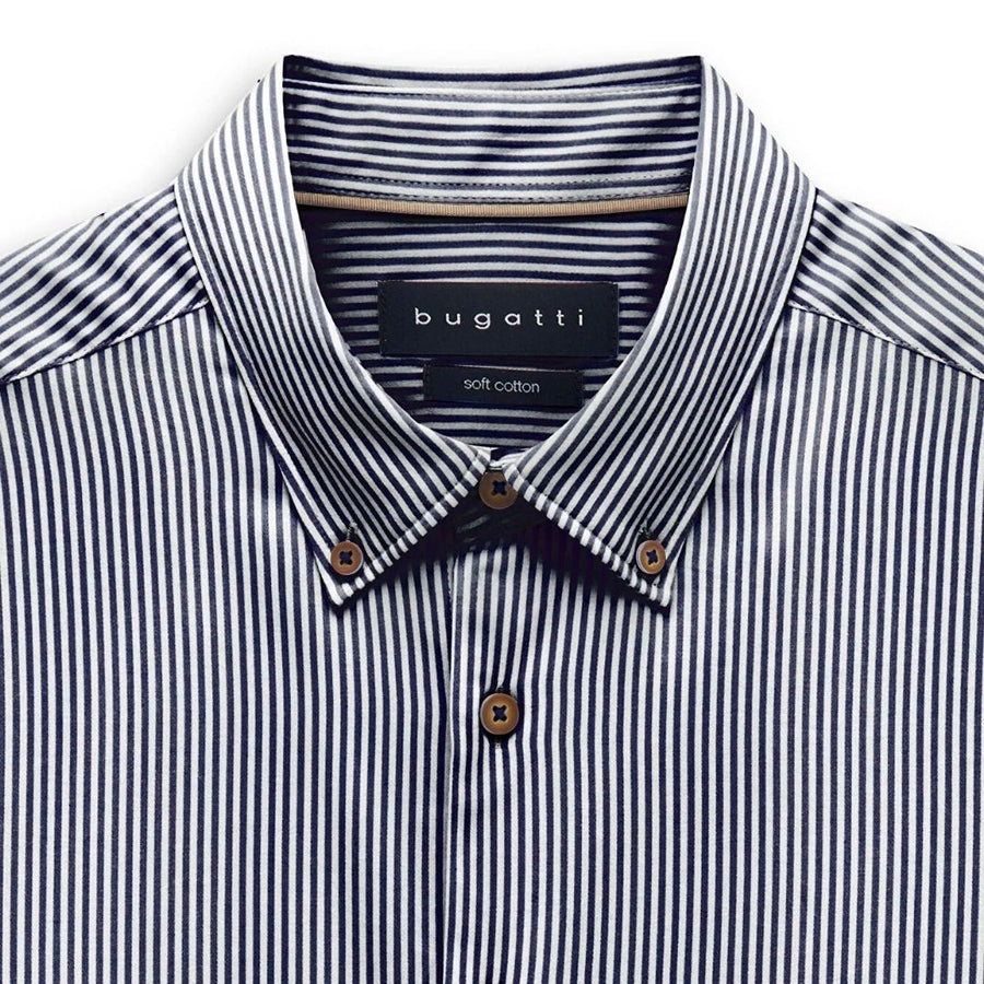 Bugatti Casual Stripe Shirt - Navy