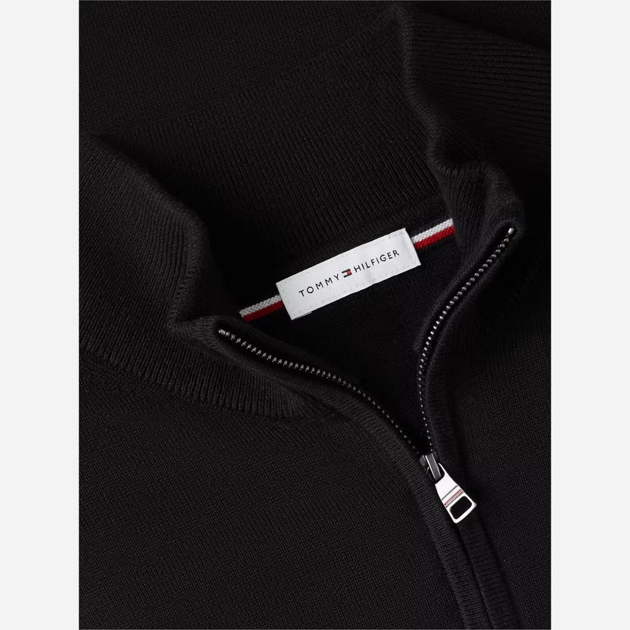 Tommy Hilfiger Essential Cotton Quarter-Zip Jumper – Black