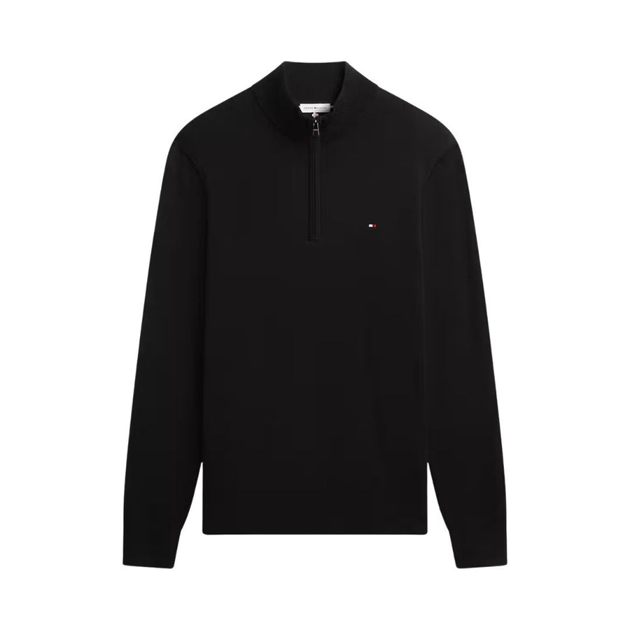 Tommy Hilfiger Essential Cotton Quarter-Zip Jumper – Black