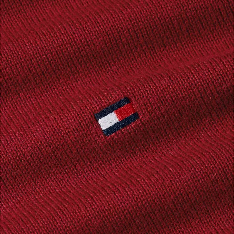 Tommy Hilfiger Pima Cotton Cashmere Quarter-Zip Jumper – Red