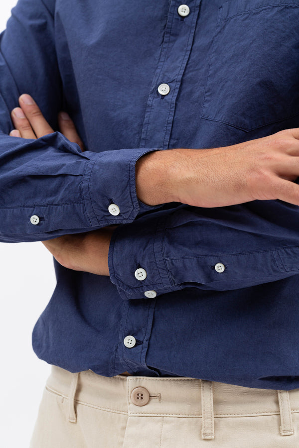 Norse Projects Osvald Cotton Tercel Shirt - Blue