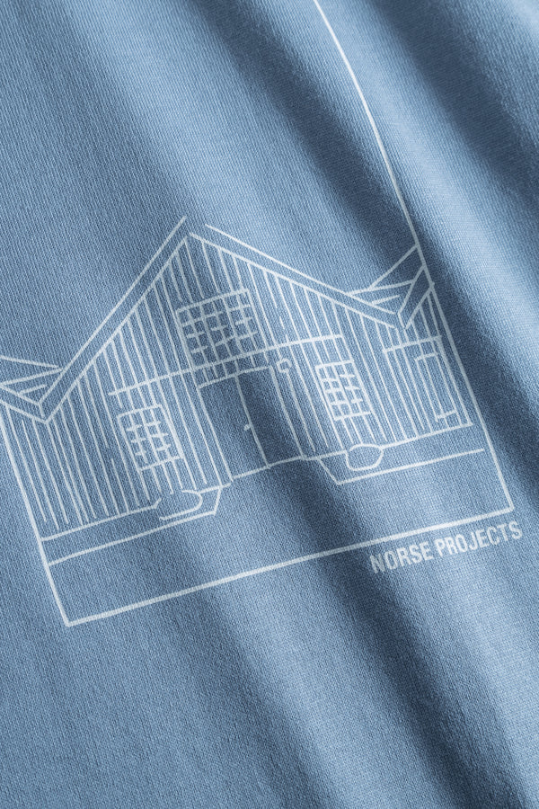 Norse Projects Johannes Organic Kanonbadsvej Print T-shirt - Fog Blue