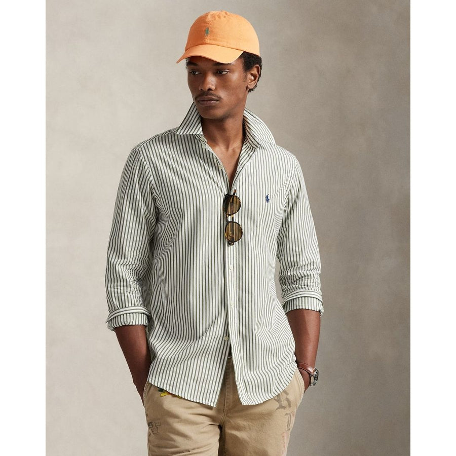 Polo Ralph Lauren Custom Fit Striped Broadcloth Shirt - White Garden Trail