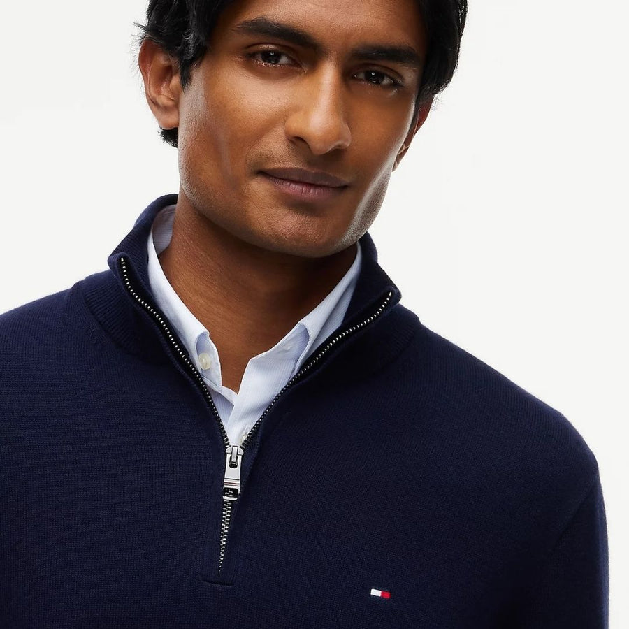 Tommy Hilfiger Pima Cotton Cashmere Quarter-Zip Jumper – Navy