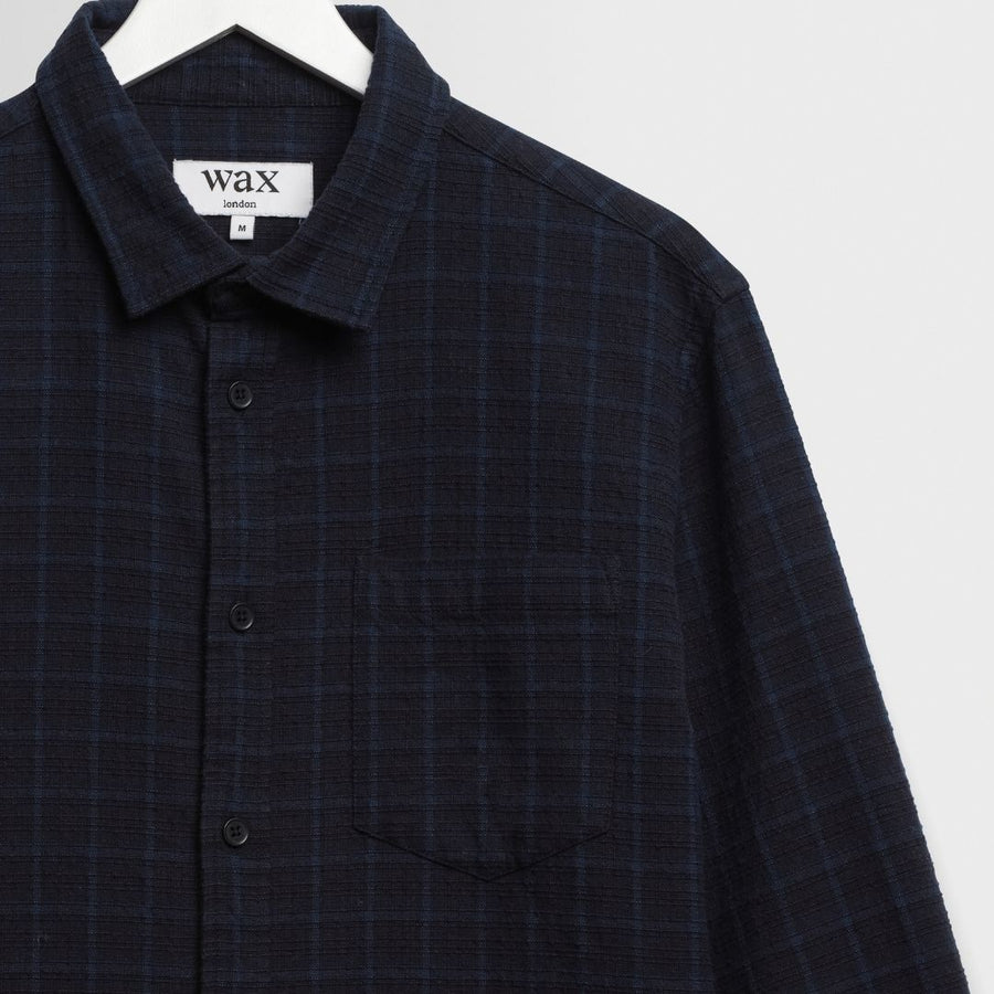 Wax London Shelly Dobby Check Shirt - Navy/Black