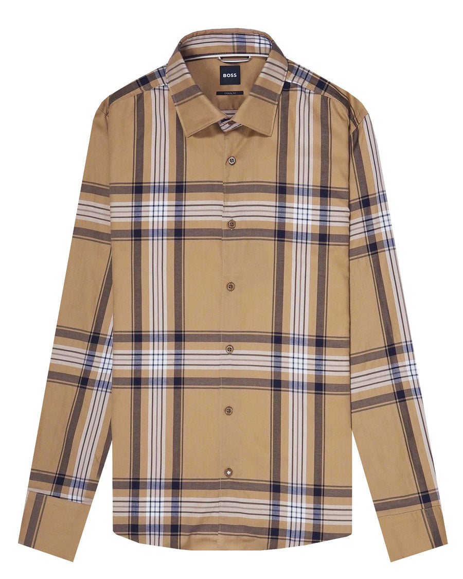 BOSS Hal Casual Fit Checked Shirt – Beige