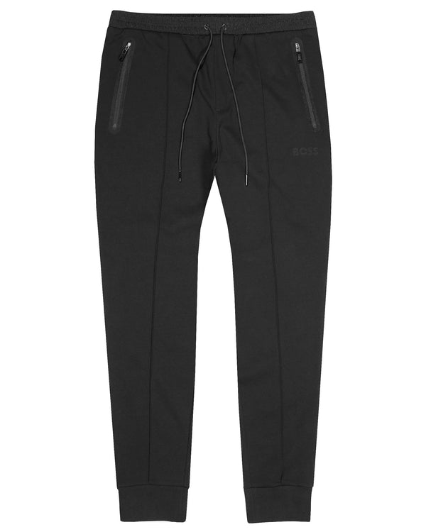 Boss Cotton-Blend Tracksuit Bottoms with Pixelated Details - Black