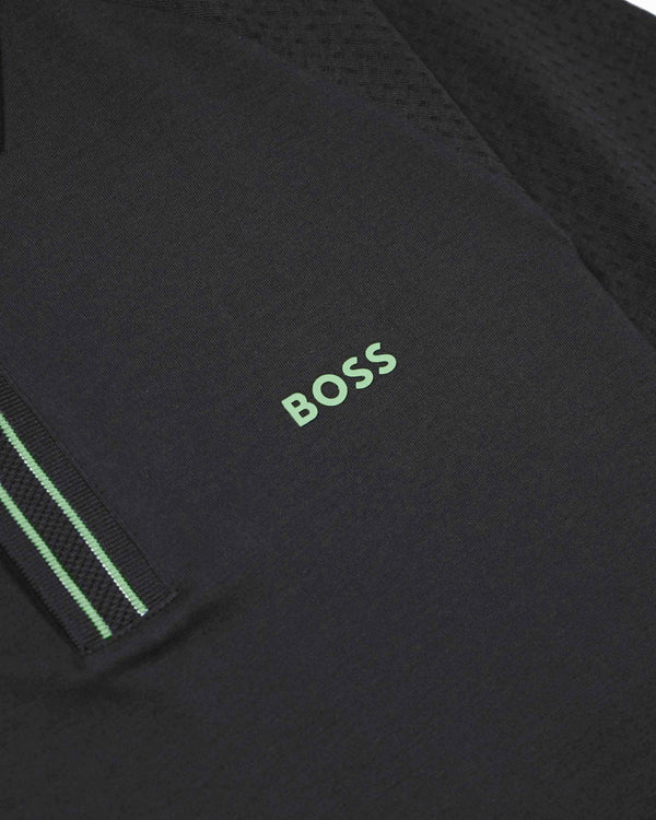 Boss 'Paule' Contrast Trim Polo Shirt - Grey
