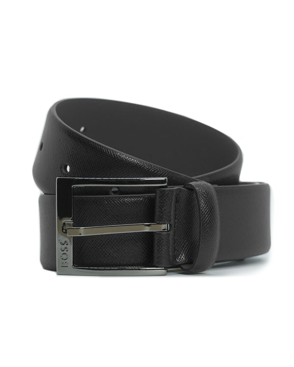 Boss 'Elloy' Textured Leather Belt - Black