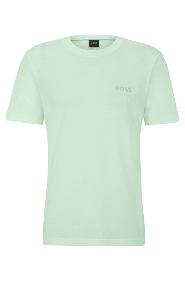 Boss Regular Fit Cotton-Jersey T-Shirt with 3D Mesh Logo - Green