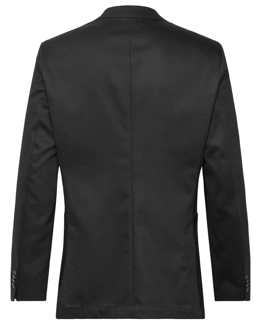 BOSS H-Janson Single-Breasted Micro-Patterned Jacket – Black