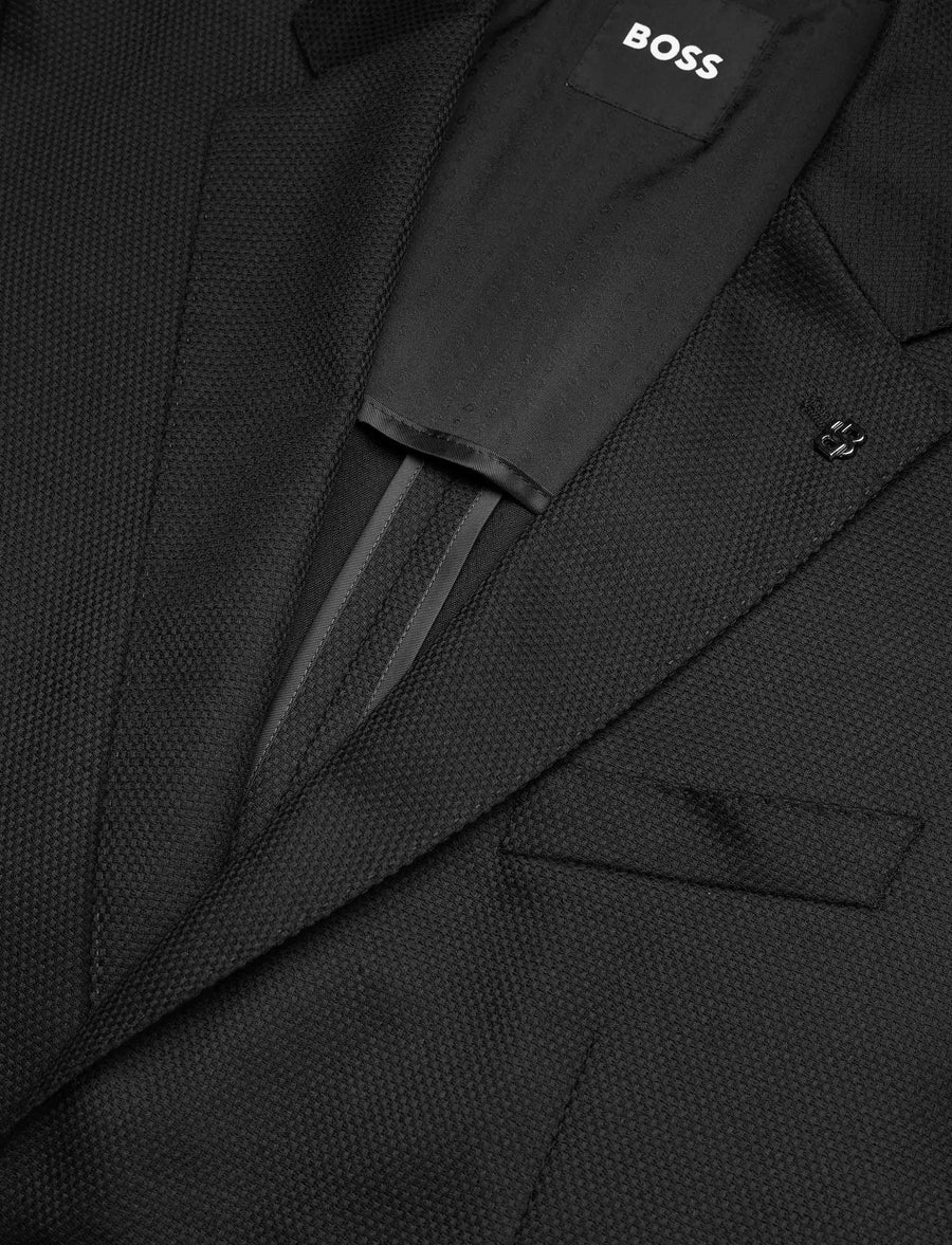 BOSS H-Janson Single-Breasted Micro-Patterned Jacket – Black