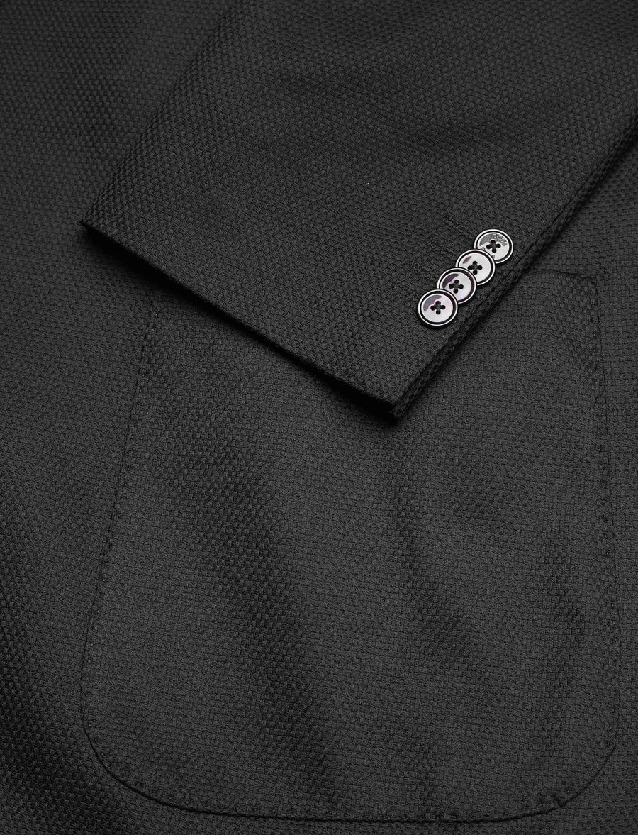 BOSS H-Janson Single-Breasted Micro-Patterned Jacket – Black