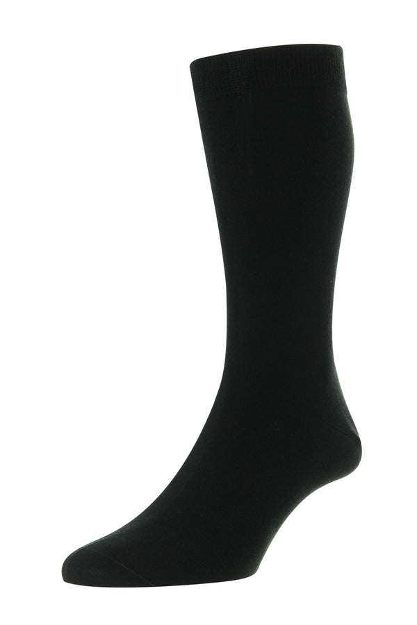 Pantherella Tavener Flat Knit Egyptian Cotton Socks - Black