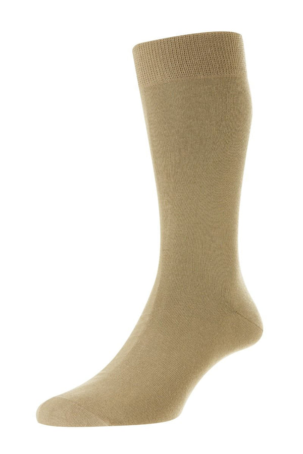 Pantherella Tavener Flat Knit Egyptian Cotton Socks - Beige