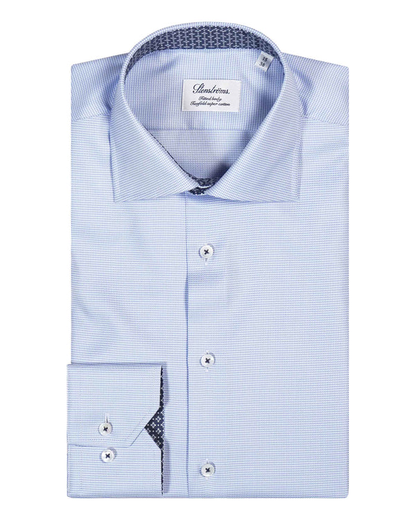 Stenströms Fitted Body Contrast Inner Collar Formal Shirt - Blue