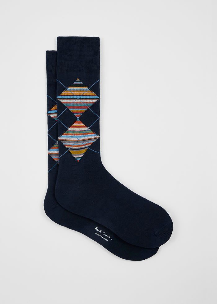Paul Smith Signature Stripe Argyle Socks – Navy