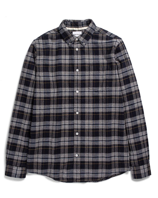 Norse Projects Anton Brushed Flannel Check Shirt - Grey