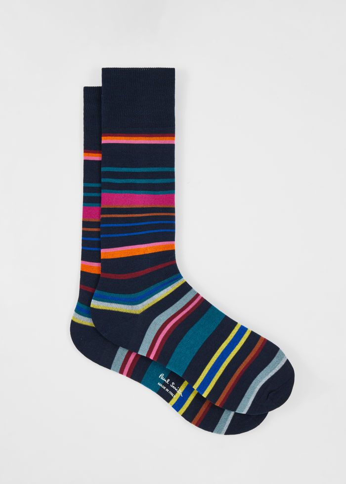 Paul Smith Lewis Mercerised Stripe Socks – Blue