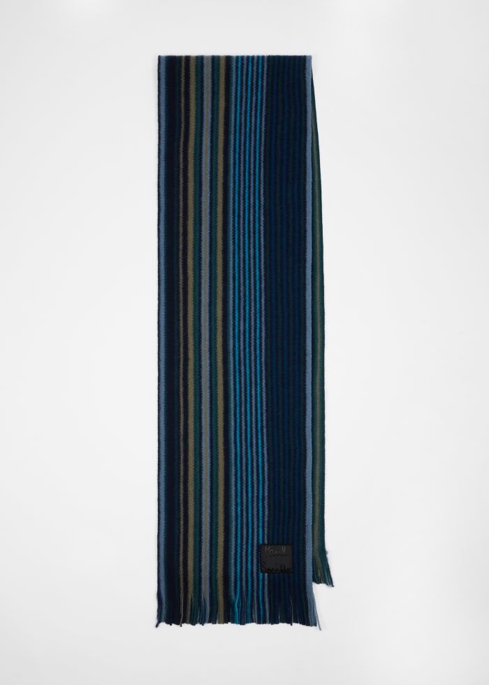 Paul Smith Double-Sided Wool Scarf – Blue