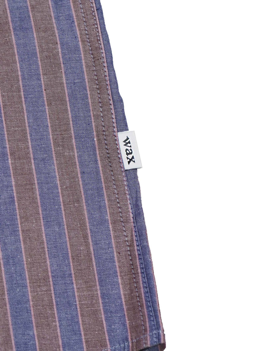 Wax London Abingdon Poplin Stripe Shirt - Blue/Burgundy