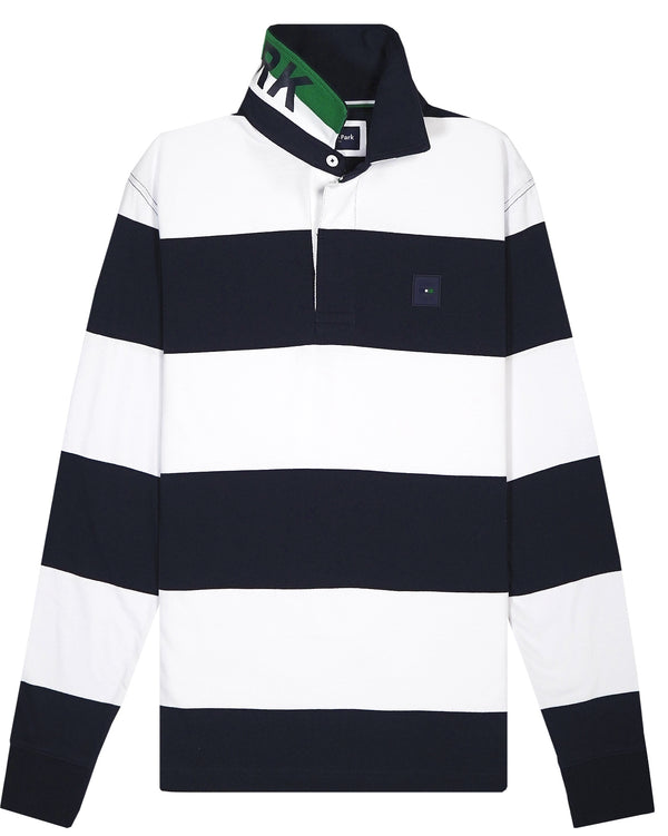 Eden Park Stripped Rugby Polo Shirt - Navy