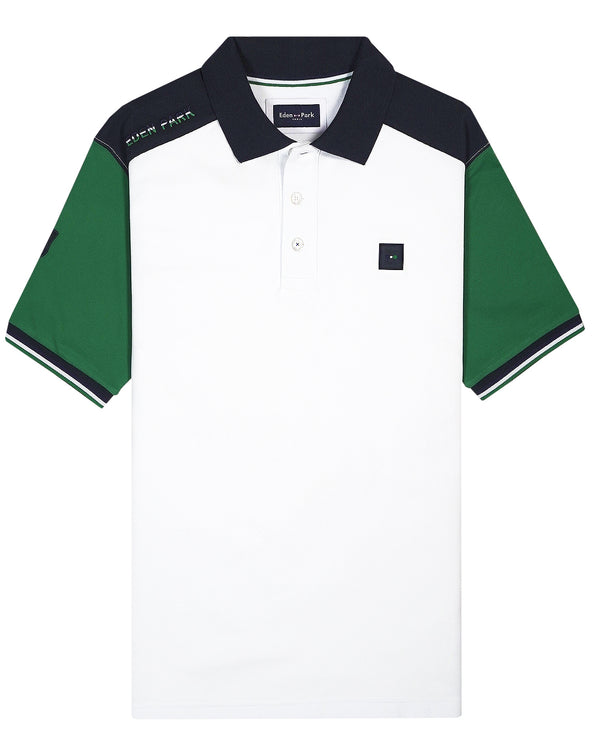 Eden Park IRFU Colourblock Polo Shirt - White / Green