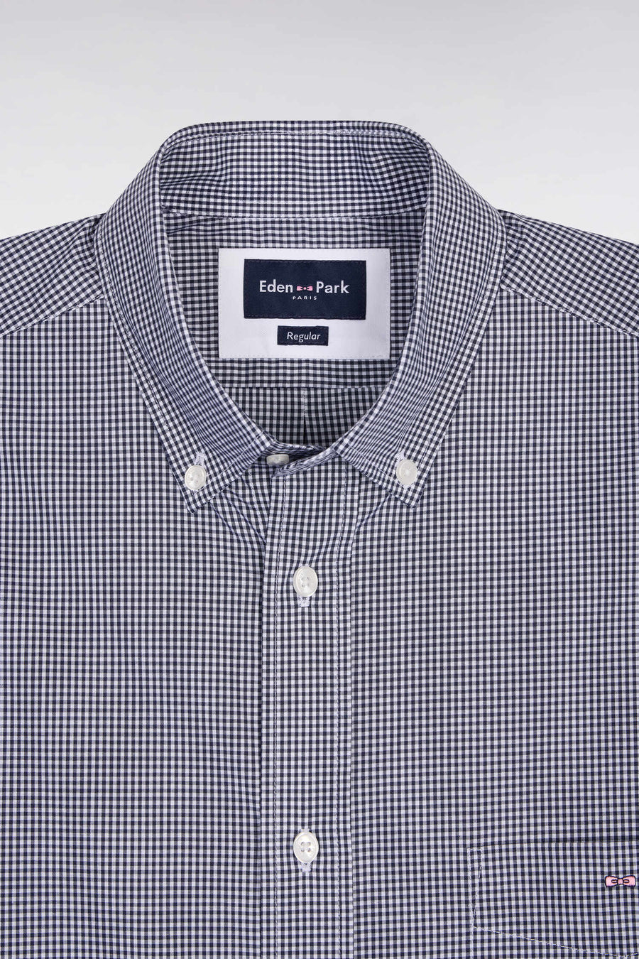 Eden Park Micro Check Short Sleeve Shirt - Navy
